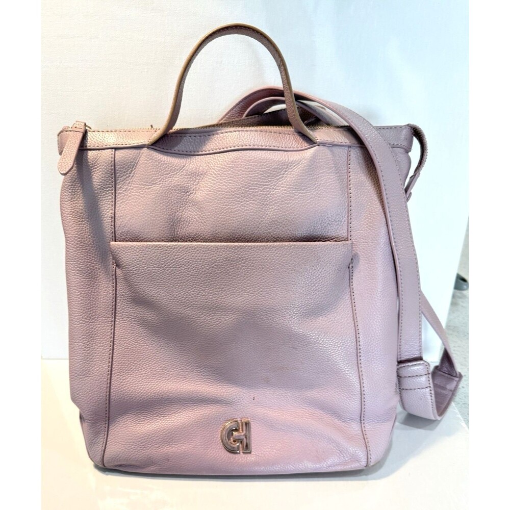 Cole Haan Womens Grand Ambition Pink Convertible Luxe Backpack Leather